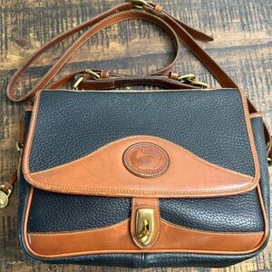 Vintage Dooney & Bourke Black and Tan Crossbody Bag